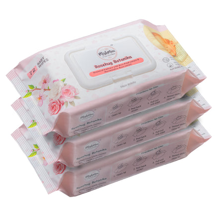 Combo of 3 Rosehug Botanika Baby Wipes