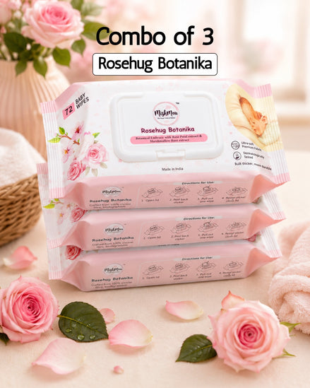 Combo of 3 Rosehug Botanika Baby Wipes